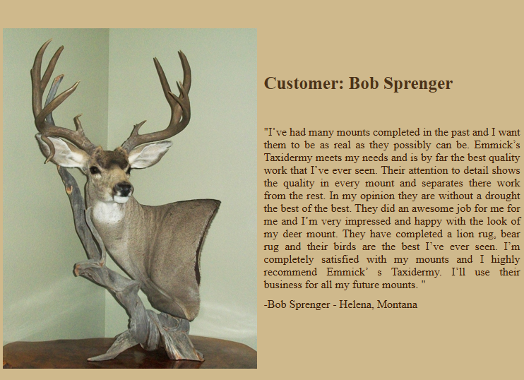 Mount by Emmick's Taxidermy — Bob Sprenger