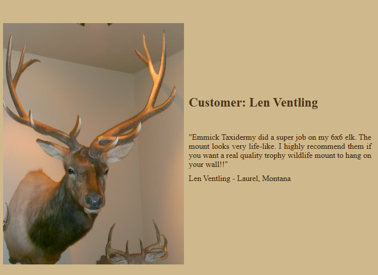 Mount by Emmick's Taxidermy — Len Ventling